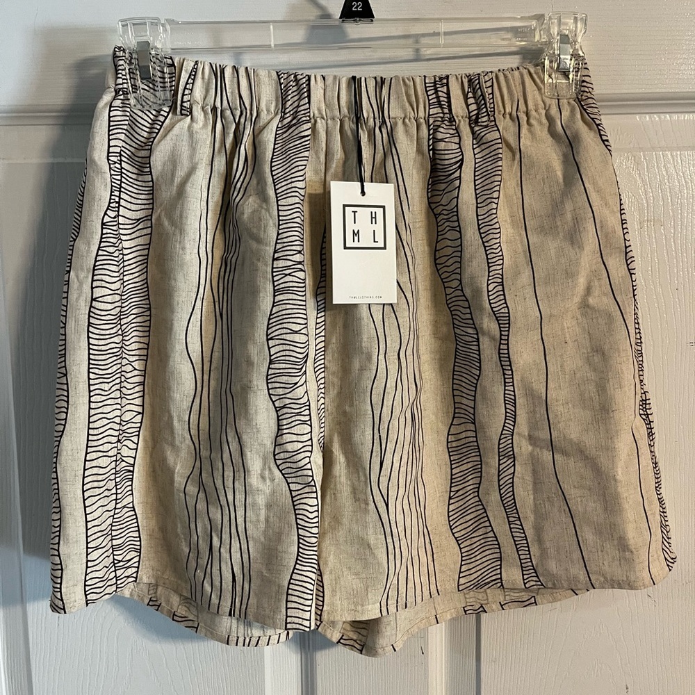 THML Beige and Black Patterned Women Shorts